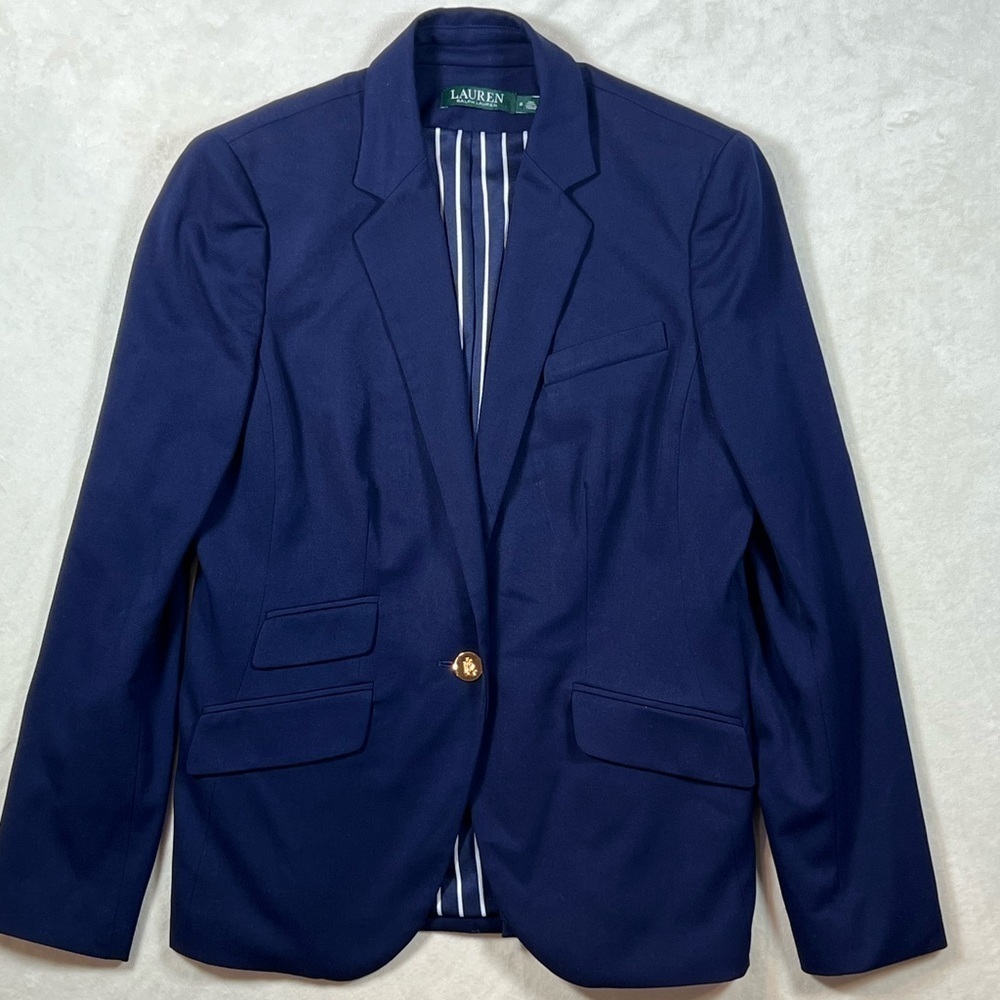 Ralph Lauren Black Label Women’s Size 8 Blazer Navy Single Button Vented Coat